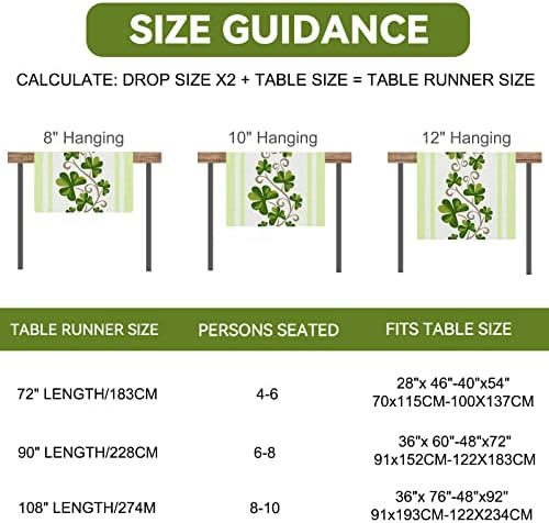 Aziz Patrick Günü Shamrock Masa Koşucu 72 İnç Uzun Yeşil yemek masası Dekorasyon Mutfak Tatil Düğün Parti Kapalı