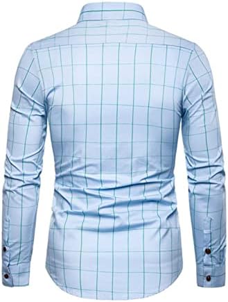 Erkekler Ekose Uzun Kollu Düğme Aşağı Gömlek Çizgili Hafif Slim Fit Gömlek Klasik Şık İş Elbise Gömlek
