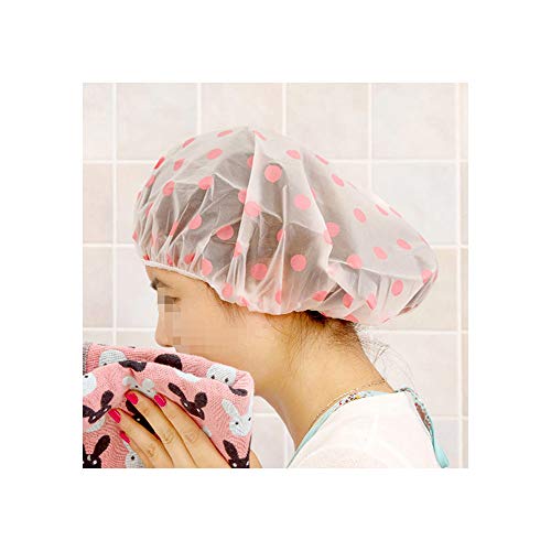 1 ADET Renk Rastgele Nokta Su Geçirmez Duş Başlığı Kalınlaşmak Elastik Banyo Şapka Banyo Kap Kadınlar için Kuaför