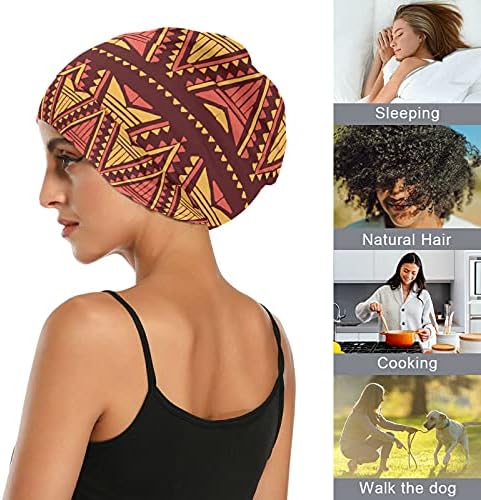 Kafatası Kap Uyku Kap Çalışma Şapka Bonnet Beanies Kadınlar için Çizgili Bohemian Vintage Üçgen Geometrik Etnik Uyku