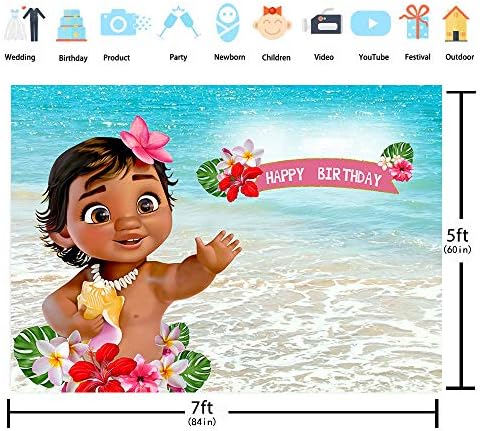 Moana Mutlu Doğum Günü Zemin Yaz Plaj Doğum Günü Partisi Fotoğraf Arka Plan Kız Bebek Duş Çocuk Çocuk Kek Masa Dekorasyon