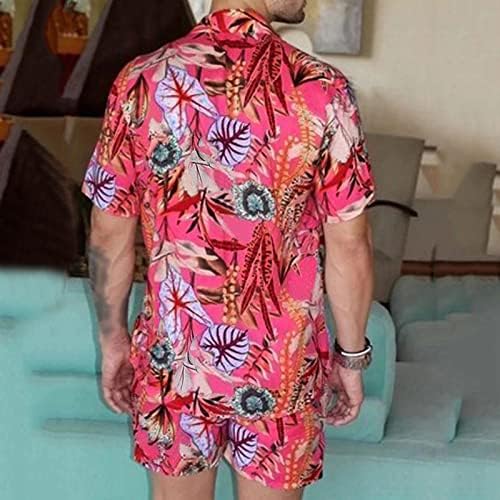 TOUFA Aktif Eşofman Erkekler İlkbahar Yaz 2 Parça Takım Elbise Plaj Baskılı Kısa Kollu Gömlek Kısa Set Üstü Bluz