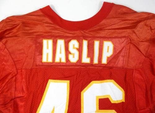 Kansas City Chiefs Ken Haslip 46 Oyun Kullanılmış Kırmızı Forma 42 DP34330-İmzasız NFL Oyun Kullanılmış Formalar
