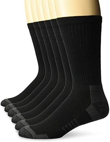 Essentials Erkek Performans Pamuklu Yastıklı Atletik Mürettebat Çorapları, 6 Çift