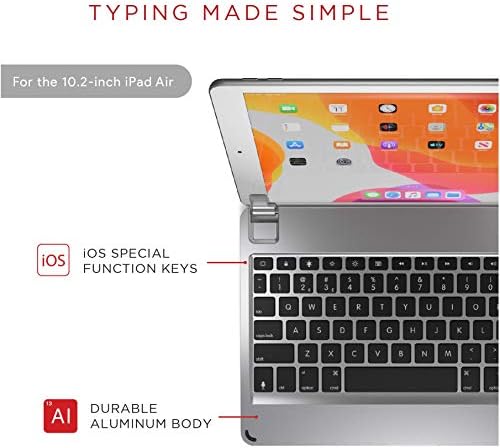 Apple iPad için Brydge 10.2 Klavye (2019) / Arkadan Aydınlatmalı Tuşlara Sahip Alüminyum Bluetooth Klavye (Gümüş)