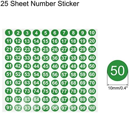 MECCANİXİTY Numarası Etiket 1-100 Etiket Numarası Kendinden Yapışkanlı Etiket Yeşil Beyaz Sıralama için saklama kutusu