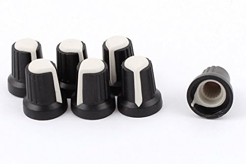 Aexit 7 Adet Siyah Değişken Dirençler Topuzu w Beyaz Pointer 6mm Tırtıllı Mil Potansiyometre Potansiyometre için