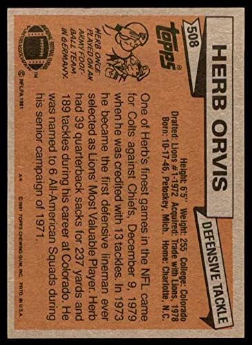 1981 Topps 508 Herb Orvis Baltimore Tayları (Futbol Kartı) ESKİ / MT Tayları Colorado