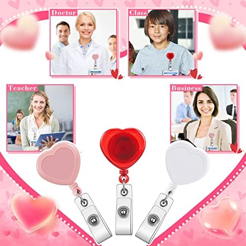 10 Adet Kalp Geri Çekilebilir makaralı isimlik Adı Rozeti Tutucu Kalp Rozeti Klip Geri Çekilebilir Hemşireler için
