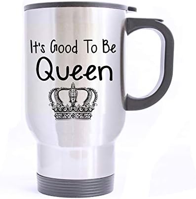 Artsbaba Seyahat Kupa Kraliçe Olmak İyidir Paslanmaz Çelik kulplu kupa Seyahat Kahve / Çay / su kupası, gümüş Aile