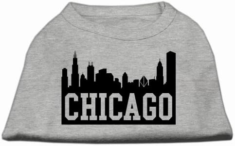 Chicago Skyline Serigrafi Gömlek Gri Lg 14
