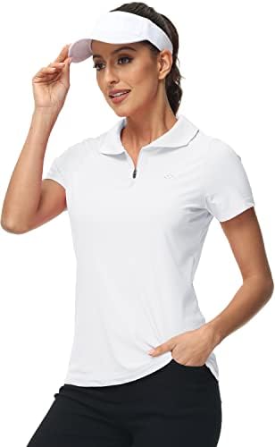 MoFiz kadın UPF 50 + Kısa Kollu Golf Tenis POLO GÖMLEK Zip Up Soğutma Bowling Gömlek Hızlı Kuru Egzersiz Aktif T-Shirt