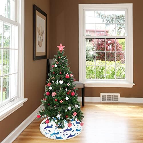 Vantaso Mavi Geyikler 48 inç Büyük Ağaç Etek Noel Dekorasyon, noel Ağacı Mat Püsküller ile Tatil Partisi Ev Dekorasyonu