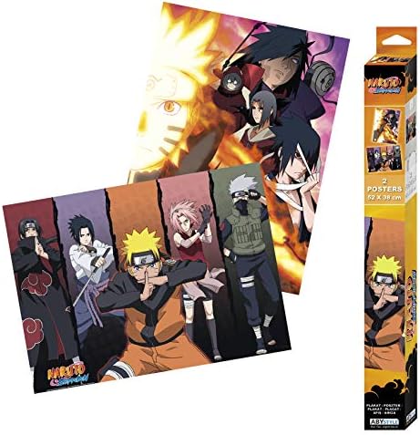 ABYstyle Naruto Shippuden Kutulu Poster Seti Içerir 2 Çerçevesiz Mini Posterler 15 x 20.5 Featuring Naruto, Sasuke,