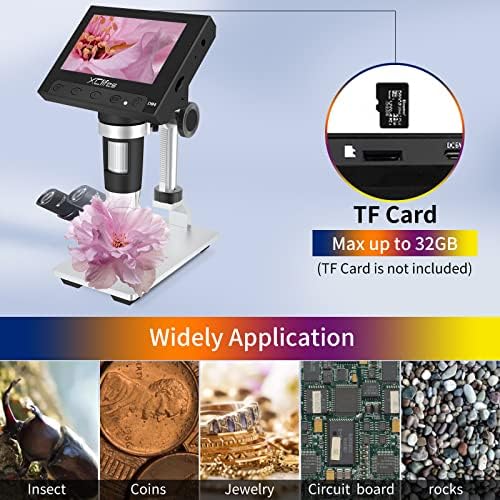 XClıfes 4.3 inç LCD dijital mikroskop, sikke mikroskop el USB mikroskop 50X-1000X büyütme Video kamera yetişkinler