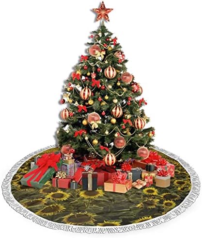 Güneş Ayçiçeği Noel Ağacı Etek, noel Ağacı Etek Mat Püskül ile Tatil Düğün Parti Dekor için 48