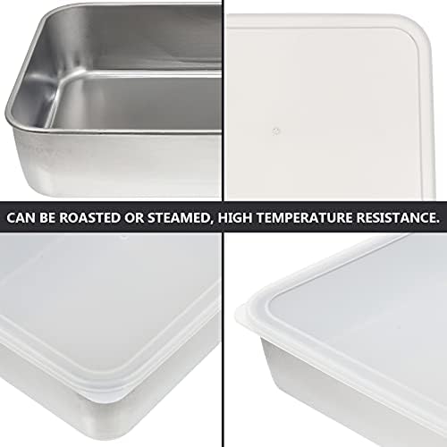 Hemoton Gıda saklama kutusu Paslanmaz Çelik BARBEKÜ Tava kapaklı Bento Kutusu Dikdörtgen Buzdolabı Saklama Kabı Plastik