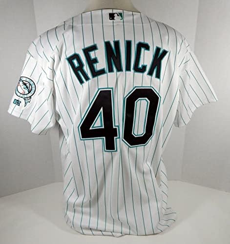 2002 Florida Marlins Rick Renick 40 Oyun Kullanılmış Beyaz Forma DP07065 - Oyun Kullanılmış MLB Formaları