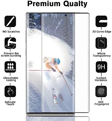 [2 + 2 Paket] Galaxy Note 10 Plus Ekran Koruyucu ve Kamera Lens Koruyucusu, HD Clear Temperli Cam, Parmak İzi Desteği,3D