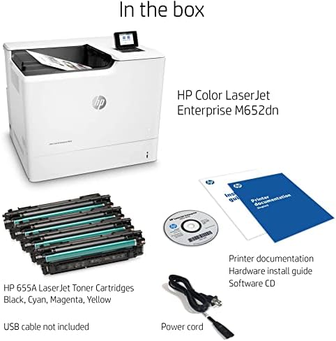 HP Laserjet Enterprise M652dn Ethernet Bağlantılı Tek İşlevli Kablolu Renkli Lazer Yazıcı, Yalnızca Beyaz Baskı-Dakikada