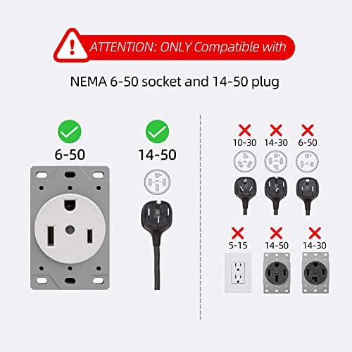 Fmıolxsr NEMA 6-50P ila 14-50R elektrikli araç şarjı adaptör kablosu Ev Seviyesi 2 elektrikli araç şarjı ile Uyumlu