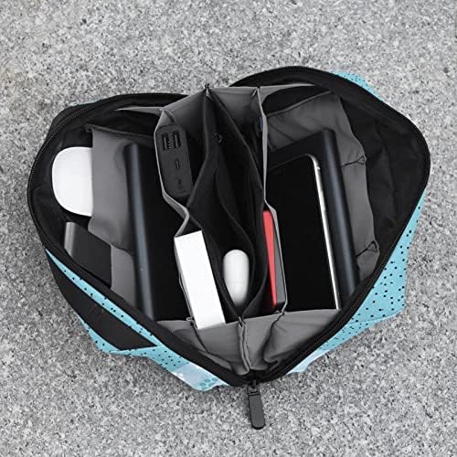 Taşıma çantası Seyahat kılıf çanta USB kablo düzenleyici Cep Aksesuar Fermuar Cüzdan, Mavi Beyaz Hayvan Pençe Baskı
