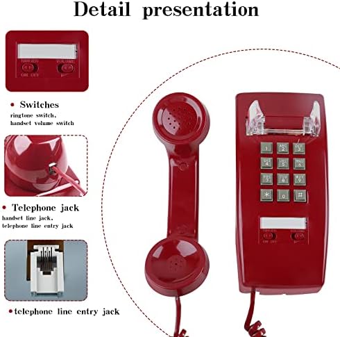 Retro Duvar Telefonu, Yüksek Sesle Mekanik Zil Sesi ile Sabit Hat için Sentno Vintage Duvara Monte Telefonlar, Ev,