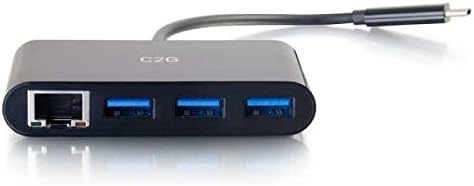 C2G USB Adaptörü, USB Hub, Güç Bağlantılı Ethernet Adaptörü, 3 Bağlantı Noktası, Beyaz, Gidecek Kablolar 29746