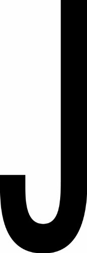 Avıdıtı J Vinil Depo Mektup Etiketleri / Çıkartmalar, 4” x 2 1/8, Siyah / Beyaz, (50'li Paket Etiket)