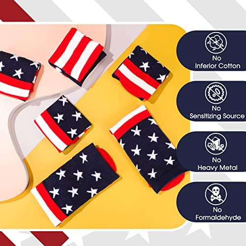Haysandy Çocuklar 4 Pairs Amerikan Bayrağı Çorap Pamuk Bağımsızlık Günü Çorap ABD diz üstü çorap Kız Erkek Bebek