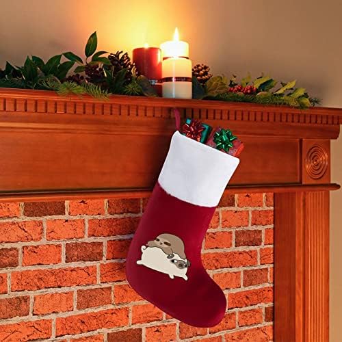 Tembellik ve Pug Kişiselleştirilmiş Noel Çorap Ev Noel Ağacı Şömine Asılı Süslemeleri