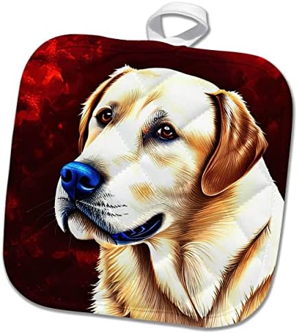 Koyu kırmızı üzerine 3dRose Güzel Labrador Retriever Köpek Portresi. Dijital. - Tutacaklar (phl-376146-1)