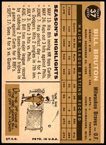 1960 Topps 37 Bill Bruton Milwaukee Braves (Beyzbol Kartı) ESKİ / MT Braves