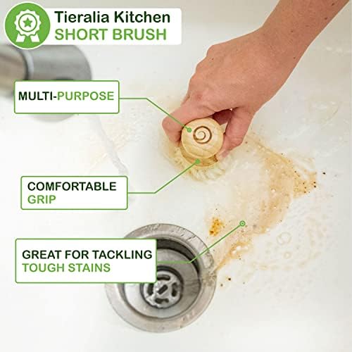 Tieralia 5 Parça Hepsi Bir Arada Çevre Dostu Mutfak Temizleme Seti / Bambu Bulaşık Fırçaları ve Gübrelenebilir Süngerler