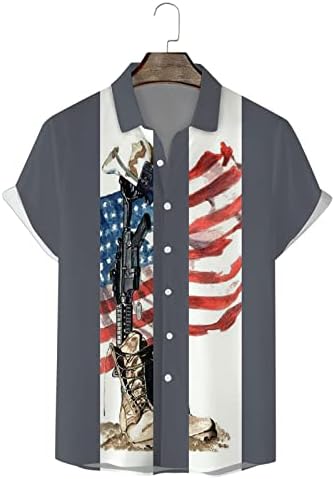 Bmısegm yazlık gömlek Erkekler ıçin Mens Bağımsızlık Günü Bayrağı Kişiselleştirilmiş Moda Yaka Düğmesi T Shirt Gömlek