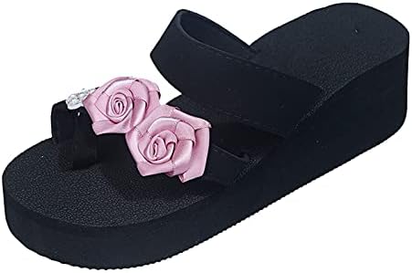 Kadın Platformu Kama Sandalet Yaz Rahat Terlik Çiçek Yüzük Toe Flip Flop Plaj Havuzları Slaytlar Tatil Ayakkabı