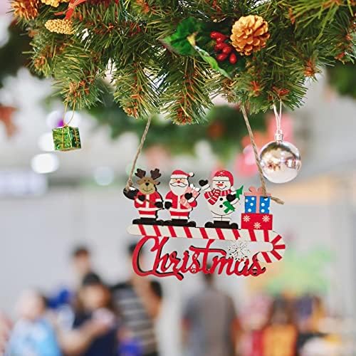 Noel Ağacı Küçük Kolye Ahşap Renkli Çizim Kolye Çan Noel Süslemeleri Dekore Noel Çelenk (C, Bir Boyut)