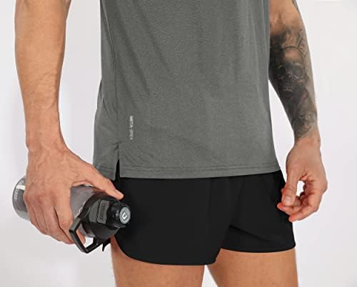 ODODOS Atletik erkek t-shirtleri, UPF 50 + Güneş Koruma SPF Hızlı Kuru Gömme Ekip Boyun Koşu Kısa Kollu Üstleri