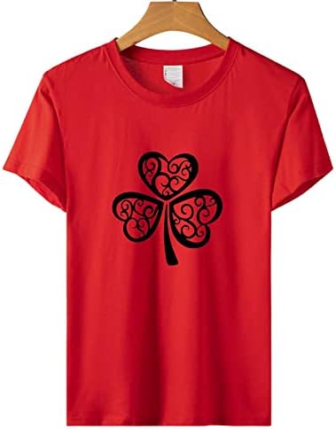 Kadın Aziz Patrick Shamrock Yonca Çiçek baskılı tişört Üst Kısa Kollu Ekip Boyun Gömlek