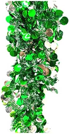 Yeşil ve şerit parlak yuvarlak daire dekoratif asılı Noel Festivali cicili bicili Garland-2PC (Yeşil)