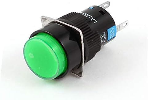 X-DREE yeşil ışık SPDT 5 Pin mandallama yuvarlak basmalı düğme anahtarı AC250V/220 V 5A (Interruttore bir pulsante