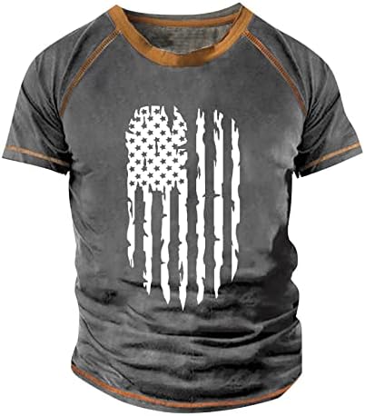 Ymosrh erkek T Shirt Raglan T-Shirt Vintage Kısa Kollu Yuvarlak Boyun Bağımsızlık Günü Baskılı Üst T Shirt