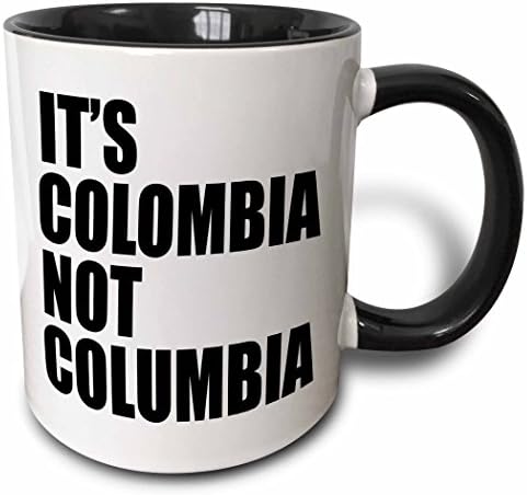 3dRose Kolombiya Değil Kolombiya İki tonlu Kupa, 11 oz, Siyah