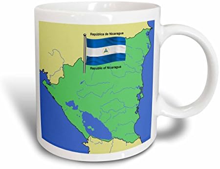 3dRose mug_50279_1 Nikaragua Cumhuriyeti ile Nikaragua Bayrağı ve Haritası hem ingilizce hem de ispanyolca olarak