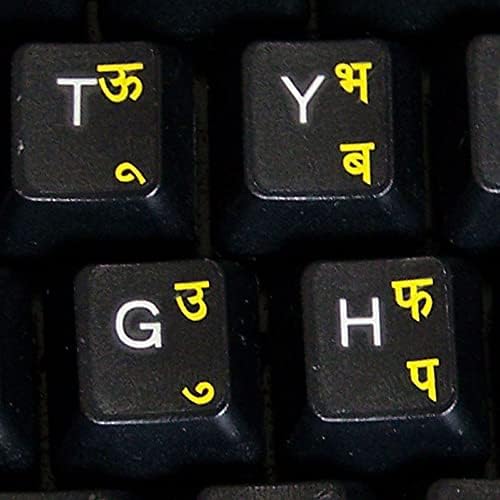 Masaüstü, Dizüstü Bilgisayar ve Dizüstü Bilgisayar için Şeffaf Şeffaf Arka Plan üzerinde Sarı Harfli Hintçe Klavye