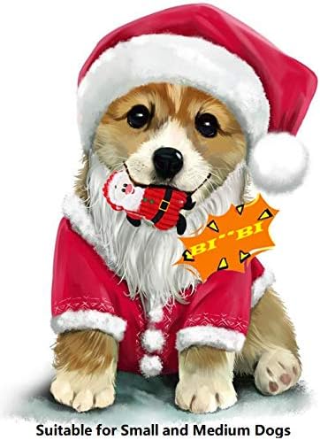 Yann Peluş Köpek Oyuncak, Sevimli Noel Baba Gıcırtılı Köpek Çiğnemek Oyuncaklar, Can Sıkıntısı için İnteraktif Köpek