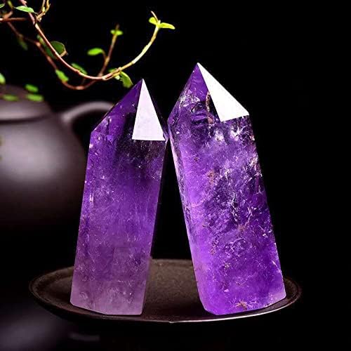 水晶柱紫水晶单尖棱柱紫水晶原石打磨紫晶六棱柱 (4-5cm)