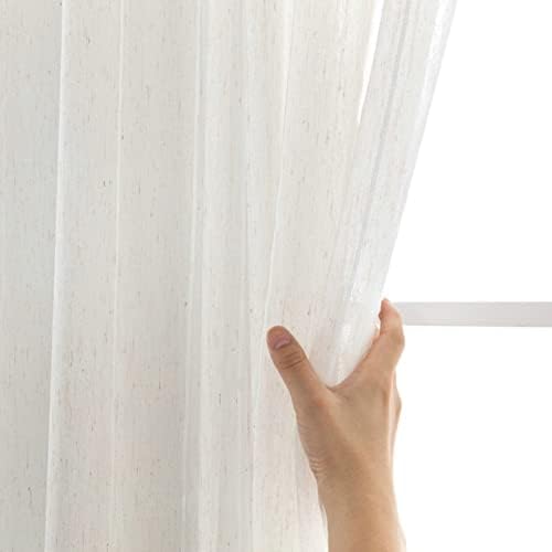 Daesar Vual Perde 2 Panel Seti, Kuşgözü Perdeler Yatak Odası Polyester Beyaz Çizgili Pencere Tedavi Oturma Odası