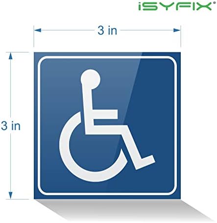 ıSYFIX Handikap İşaretleri Çıkartmalar Çıkartması Sembolü-4 paket, 3x3 inç Devre Dışı Tekerlekli Sandalye İşareti,