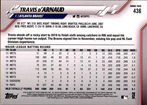 2020 Topps 436 Travis d'arnaud NM-MT Atlanta Braves Beyzbol